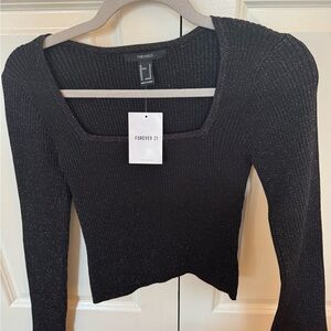 NTW Forever 21 Black Ribbed Knit Top